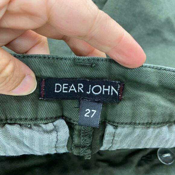 Dear John 27 Womens Army Green Chino Ankle Raw Edge Skinny Pants - Picture 5 of 7